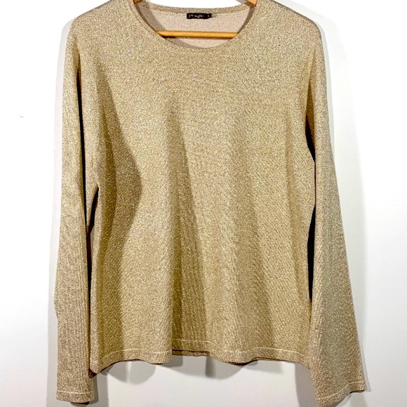 J.McLAUGHLIN SPARKLING GOLD CREW NECK SWEATER MEDIUM - Picture 4 of 13